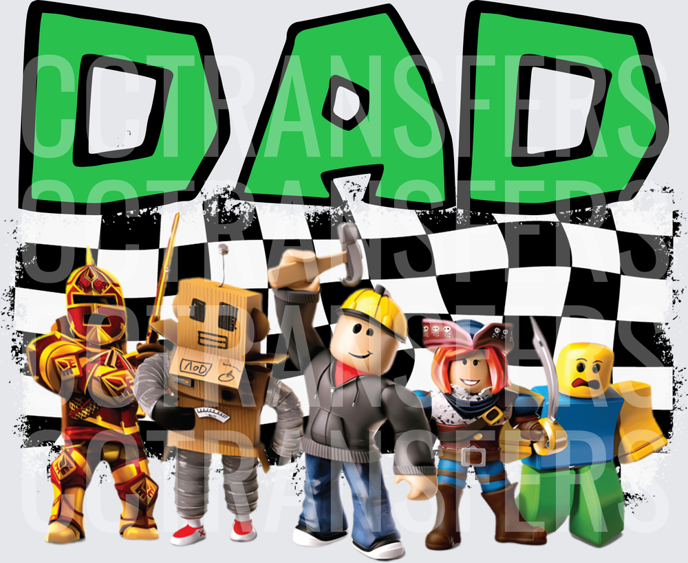 DAD Block Figure Gaming Characters Checkered Flag (DTF)
