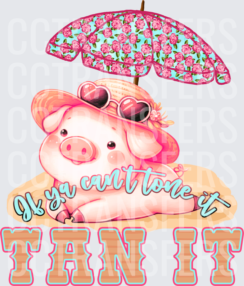 If Ya Can't Tone It Tan It Beach Pig Summer (DTF)
