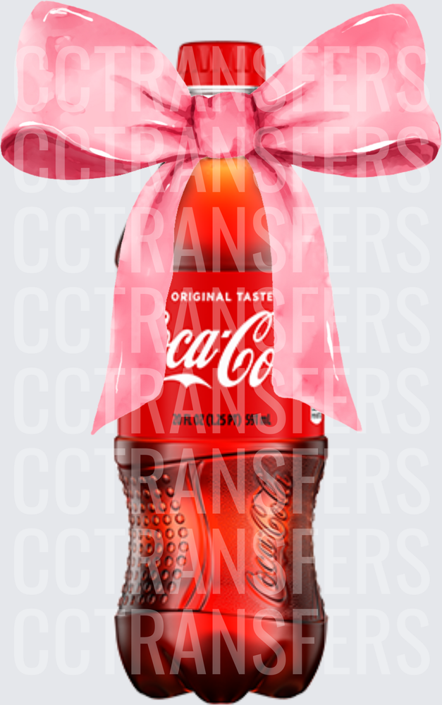 Red Soda Bottle with Pink Watercolor Bow (DTF)