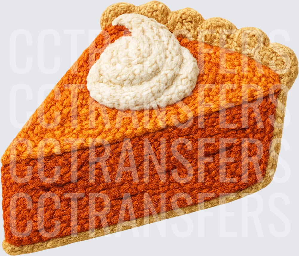 Crochet Pumpkin Pie Slice with Whipped Cream (DTF)