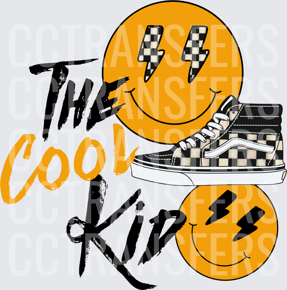 The Cool Kid Checkered Smiley Face Sneaker Lightning (DTF)