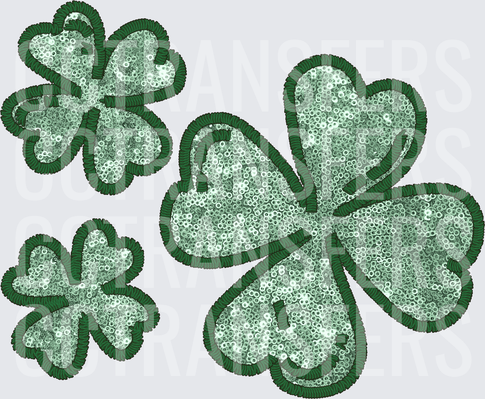 Sequin Embroidered Four-Leaf Clover Trio (DTF)