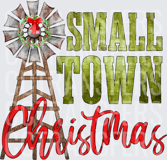 Small Town Christmas Farmhouse Windmill Wreath (DTF)