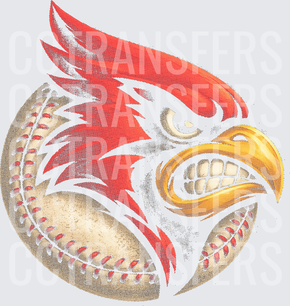 Fierce Red Cardinal Face Merged with Baseball (DTF)