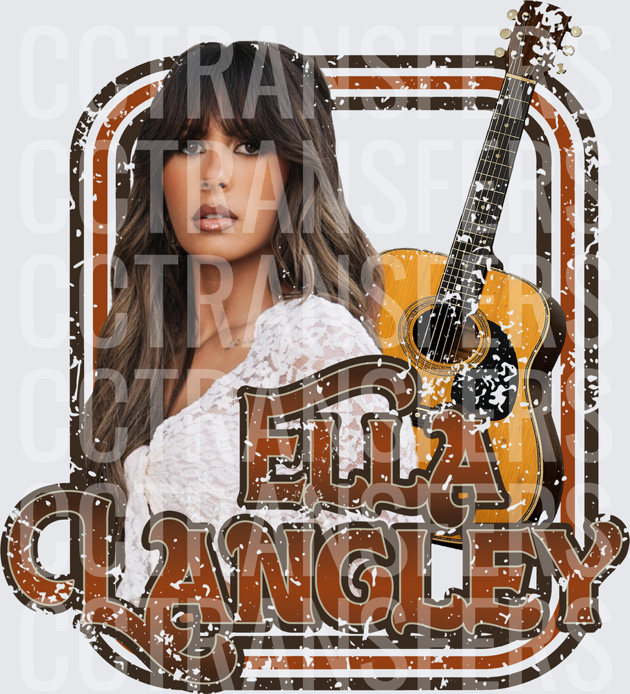 Ella Langley Country Singer Acoustic Guitar Retro Frame (DTF)
