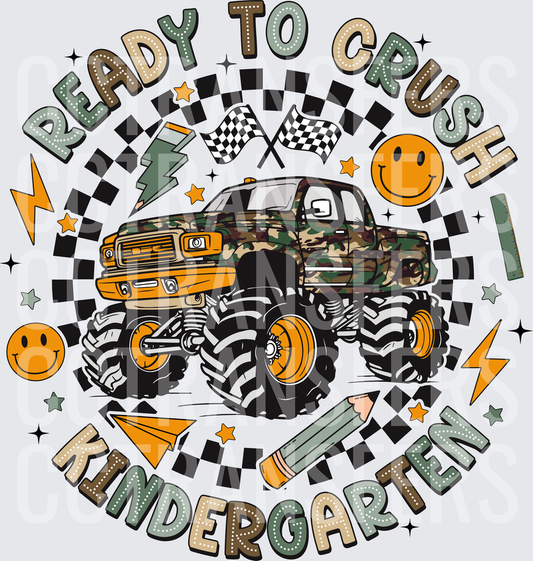Ready To Crush Kindergarten Camo Monster Truck (DTF)