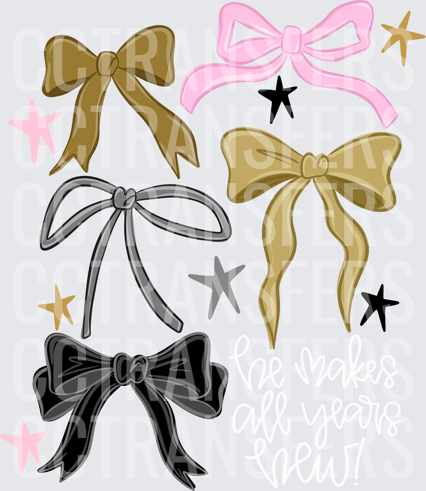 Coquette Ribbon Bows and Stars Cluster (DTF)