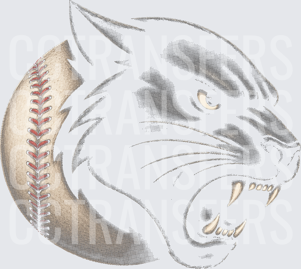 Fierce Wildcat Roaring Over Baseball (DTF)