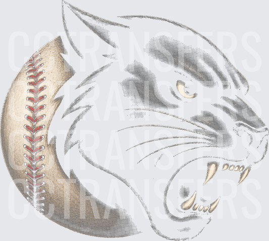 Fierce Wildcat Roaring Over Baseball (DTF)