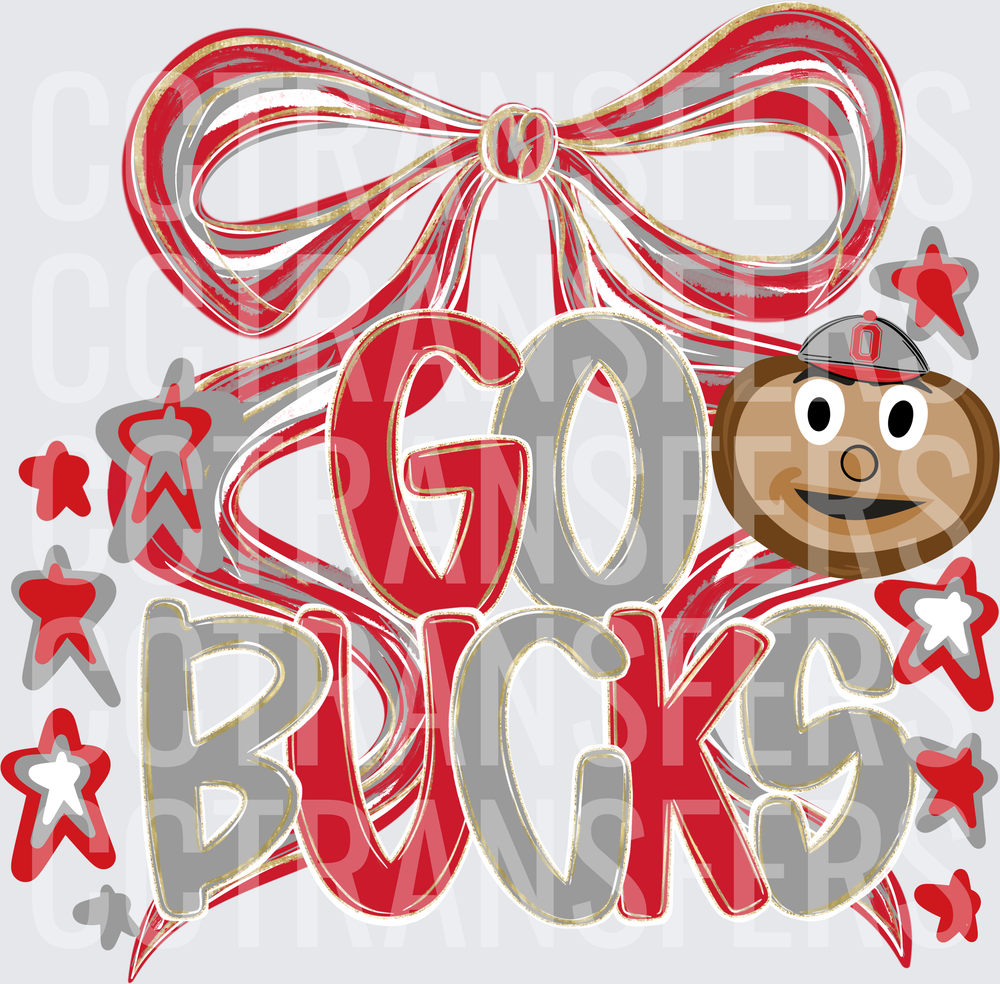 Go Bucks Brutus Bow Stars Scarlet Gray (DTF)