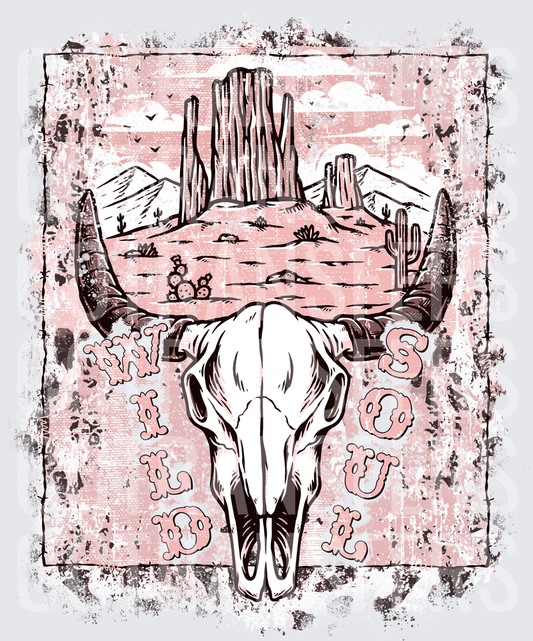 Wild Soul Bull Skull Desert Landscape Grunge (DTF)