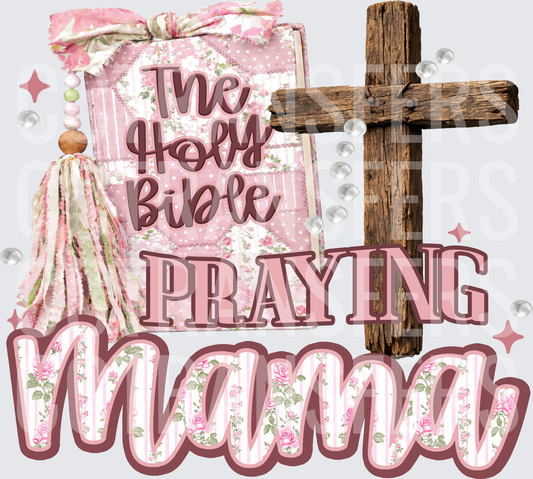 Praying Mama Holy Bible Floral Cross Beads (DTF)