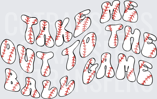 Take Me Out To The Ball Game Baseball Stitch Font (DTF)