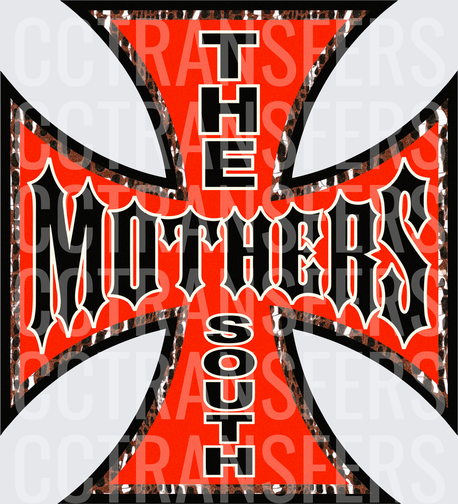 Red Iron Cross The Mothers South Bold Biker Design (DTF)