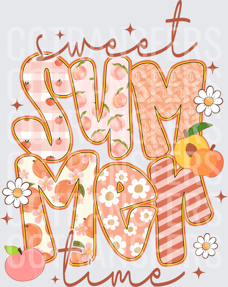 Sweet Summertime Peach Floral Patchwork Letter Design (DTF)