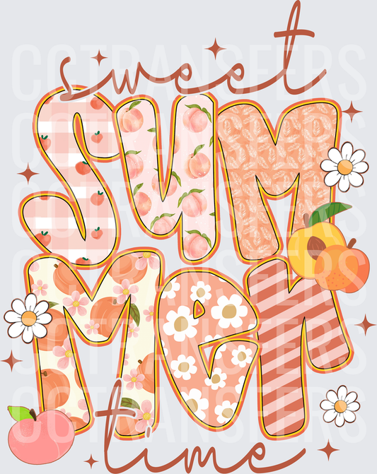 Sweet Summertime Peach Floral Patchwork Letter Design (DTF)