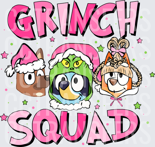 Grinch Squad Cartoon Dog Characters Christmas Hats (DTF)