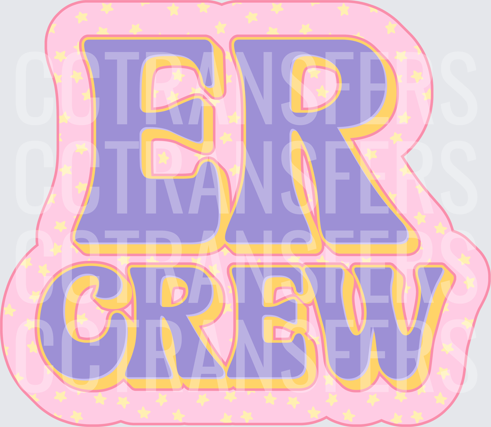 ER Crew Retro Groovy Pastel Star Typography (DTF)