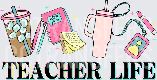 Teacher Life Iced Coffee Lesson Planner Tumbler Badge (DTF)