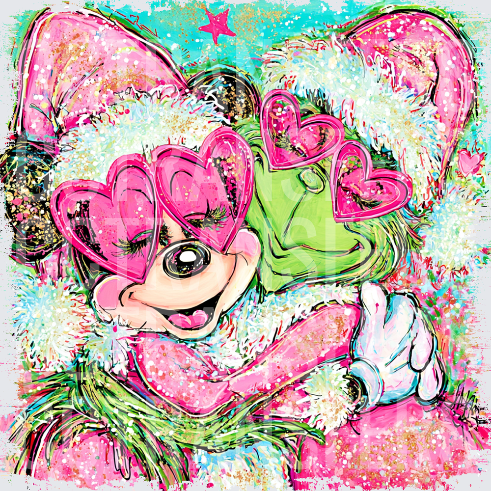 Pink & Green G-Man Couple Heart Sunglasses Valentine (DTF)