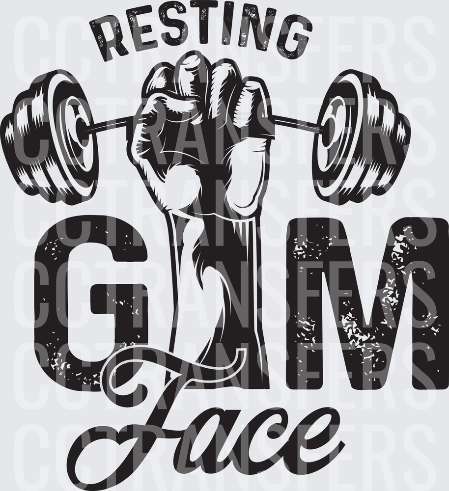 Resting Gym Face Fist Barbell Workout Graphic (DTF)