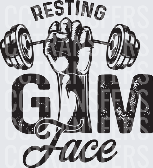 Resting Gym Face Fist Barbell Workout Graphic (DTF)