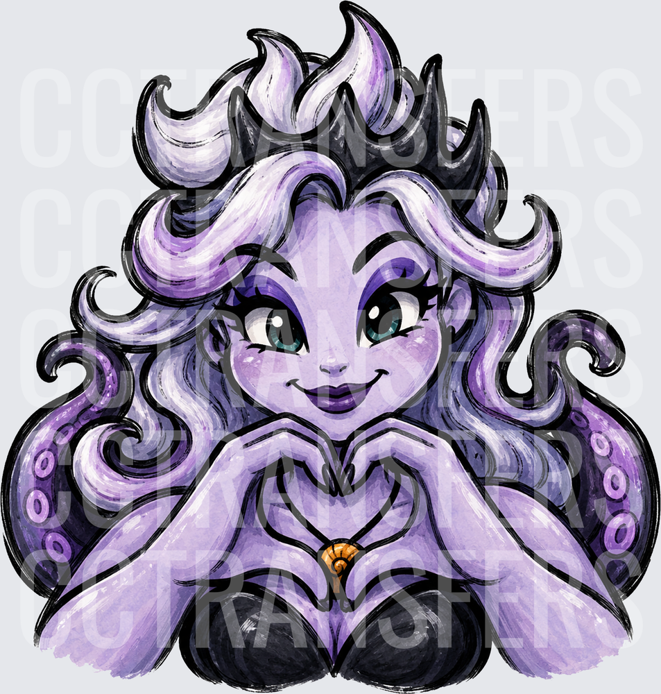 Purple Sea Villain Heart Hands with Tentacles (DTF)