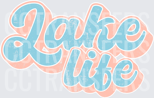 Lake Life Retro Script Distressed Pastel Design (DTF)