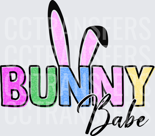 Bunny Babe Easter Ears Colorful Bold Lettering (DTF)