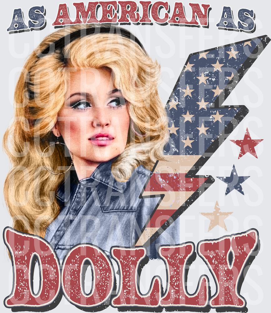As American As Dolly Patriotic Lightning Bolt (DTF)