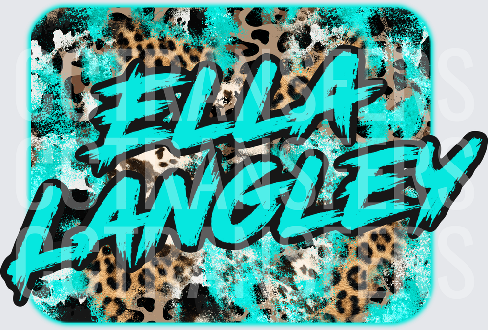 Ella Langley Turquoise Leopard Print Grunge Design (DTF)