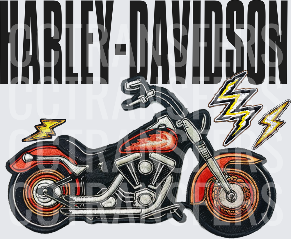 Harley-Davidson Embroidered Patch Motorcycle Lightning Bolts (DTF)