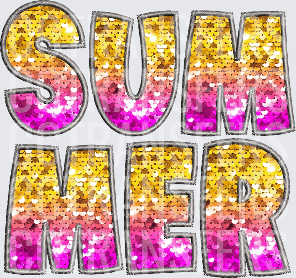 Sequin Embroidery Style SUMMER Gradient Letters (DTF)