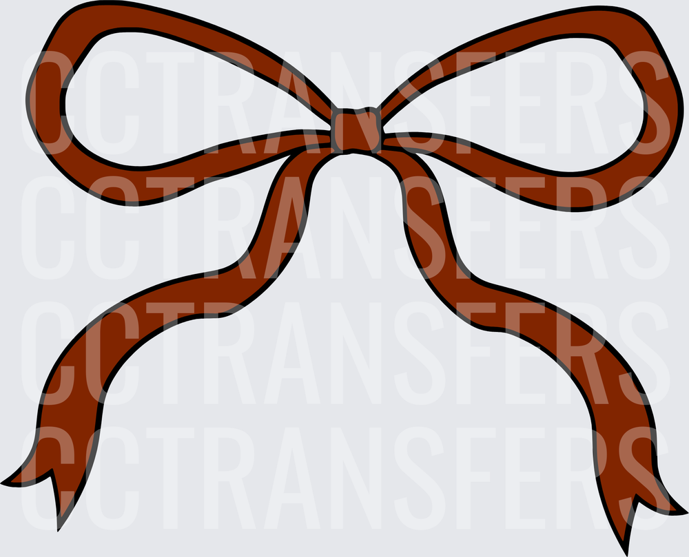 Dark Rust Brown Ribbon Bow with Flowing Tails (DTF)