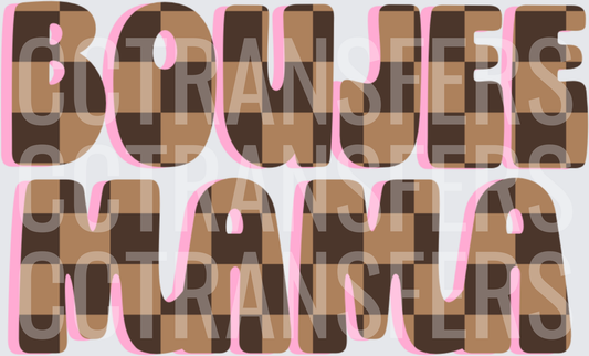 Boujee Mama Brown Checker Retro Bold Letters (DTF)