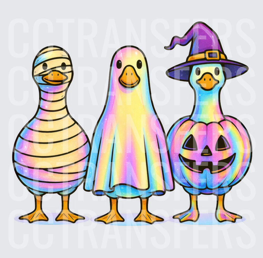 Holographic Halloween Ducks Mummy Ghost Witch Pumpkin (DTF)