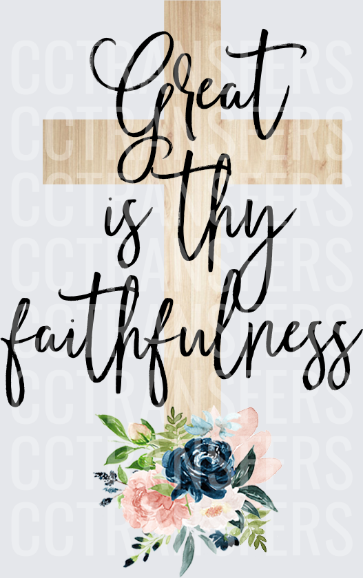 Great Is Thy Faithfulness Floral Wood Cross (DTF)