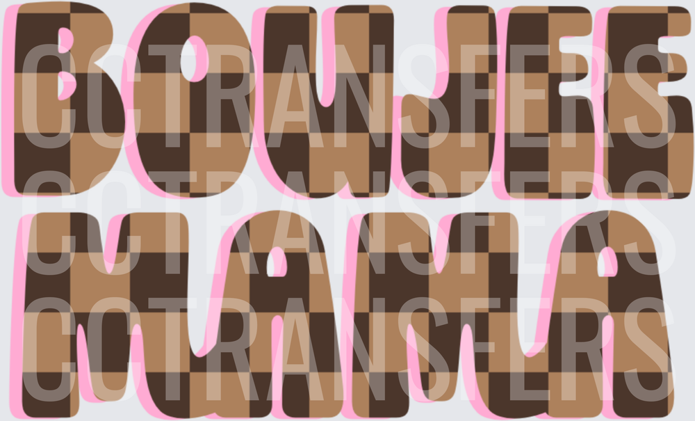 Boujee Mama Brown Checkered Retro Bold Lettering (DTF)