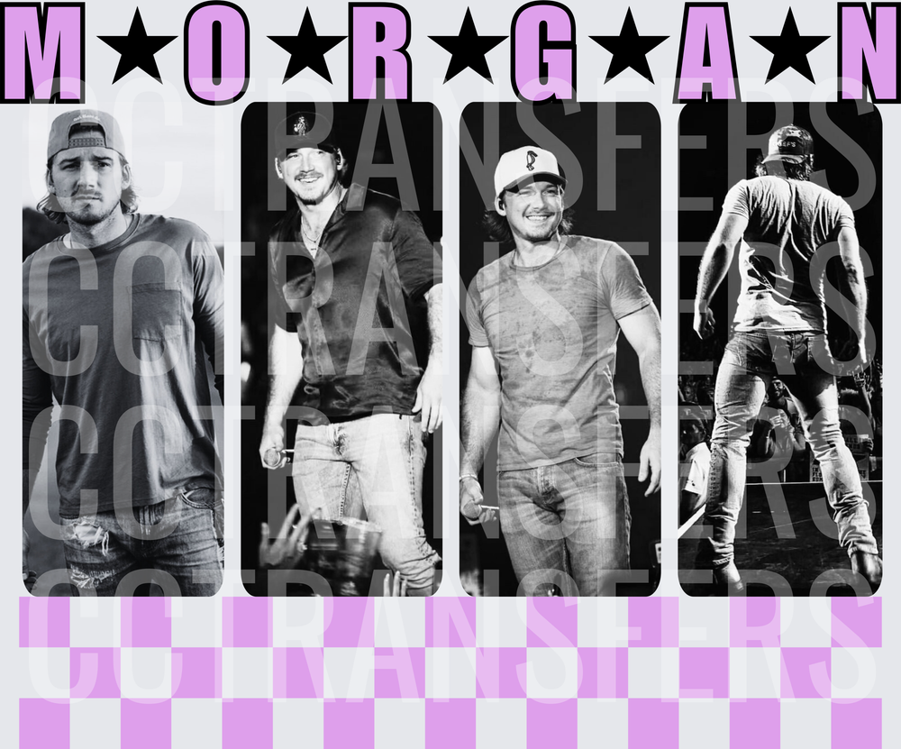 Morgan Star Four Photo Collage Purple Checker (DTF)
