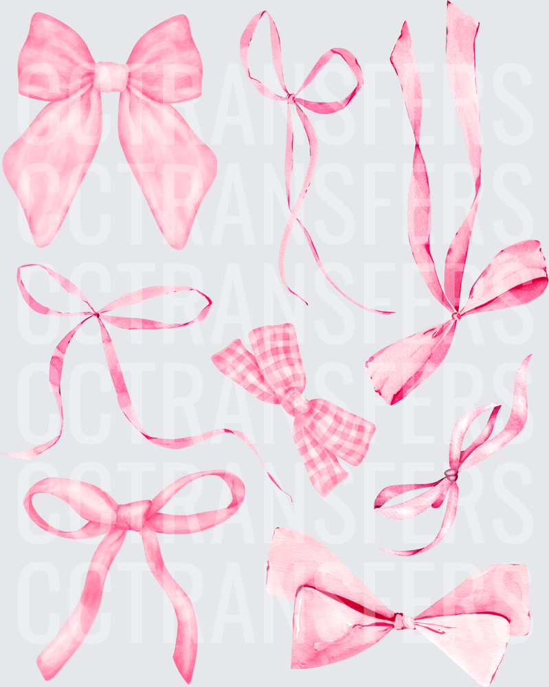 Watercolor Pink Bow Collection Variety Set (DTF)