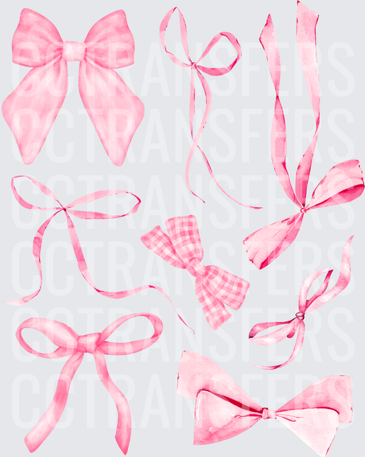 Watercolor Pink Bow Collection Variety Set (DTF)