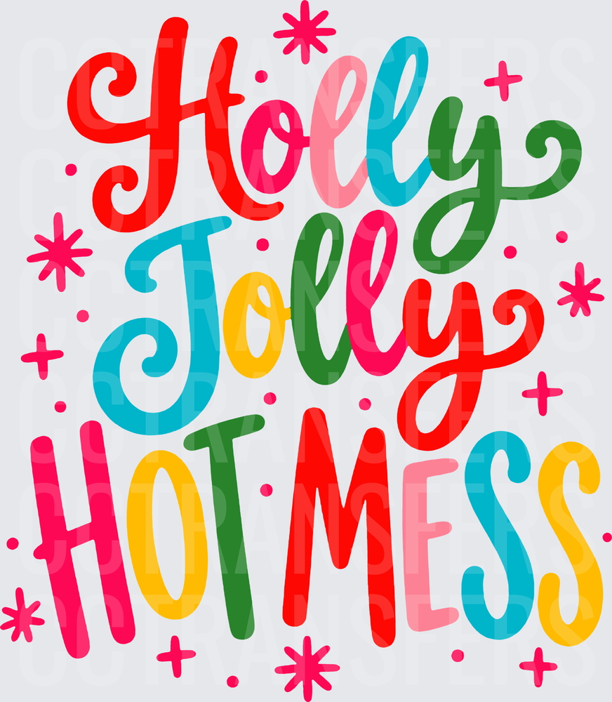 Holly Jolly Hot Mess Colorful Holiday Lettering (DTF)