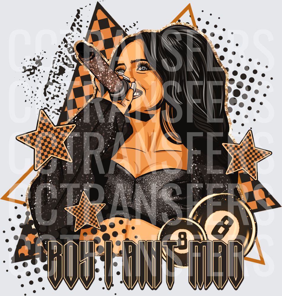 Boy I Aint Mad Brunette Singer Microphone 8 Ball (DTF)
