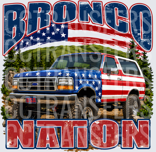 Bronco Nation USA Flag 4x4 Off-Road SUV (DTF)