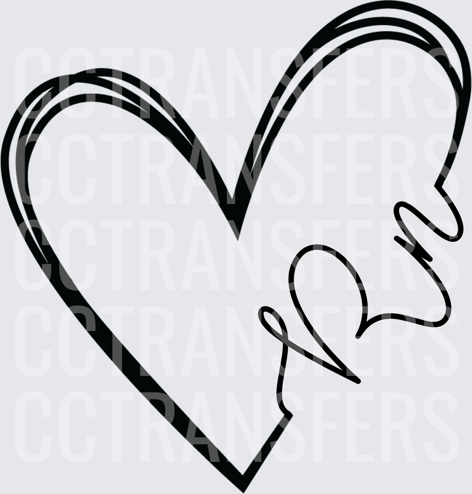 Sketchy Hand Drawn Heart with Ribbon Accent (DTF)