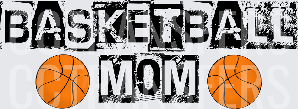 Grunge Basketball Mom with Two Basketballs (DTF)
