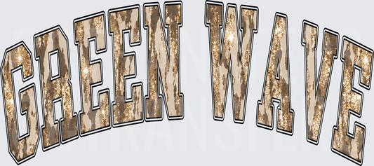 Green Wave Arched Glitter Varsity Letters (DTF)