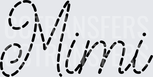 Mimi Dashed Cursive Script Lettering (DTF)