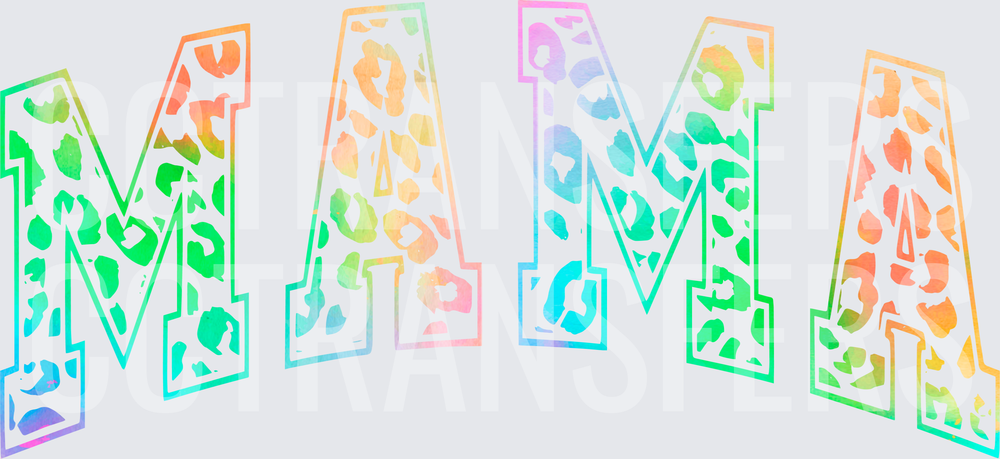 Rainbow Pastel Leopard Print MAMA Bold Letters (DTF)