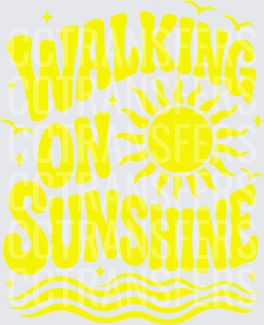 Walking On Sunshine Retro Sun Waves Typography (DTF)
